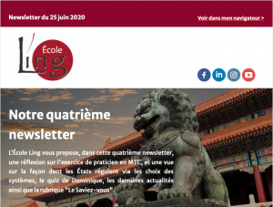4e newsletter de l'École Ling, un lion devant la Cité Interdite
