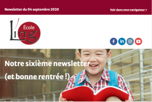 6e newsletter de l'École Ling, un jeune élève chinois lit un livre