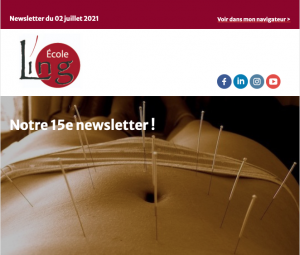 15e newsletter de l'École Ling, un ventre avec des aiguilles d'acupuncture