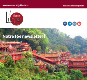 16e newsletter de l'École Ling, un paysage avec un temple chinois
